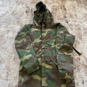 Equa Industries Camo Parka Cold Weather Nylon Hood Woodland Military Medium Long
